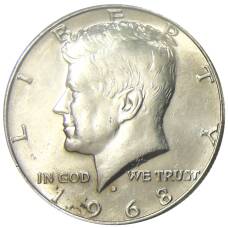 Монета 1/2 доллара (50 центов) 1968 года D США (аверс)