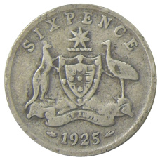 Монета 6 пенсов 1925 года Австралия (аверс)