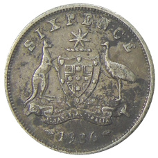 Монета 6 пенсов 1936 года Австралия (аверс)