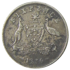 Монета 6 пенсов 1936 года Австралия (аверс)