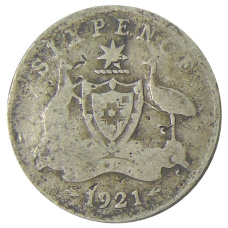 Монета 6 пенсов 1921 года Австралия (аверс)