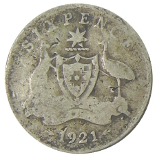 Монета 6 пенсов 1921 года Австралия (аверс)