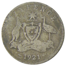 Монета 6 пенсов 1921 года Австралия (аверс)