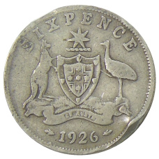 Монета 6 пенсов 1926 года Австралия (аверс)