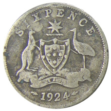 Монета 6 пенсов 1924 года Австралия (аверс)