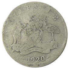 Монета 6 пенсов 1920 года Австралия (аверс)