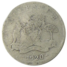 Монета 6 пенсов 1920 года Австралия (аверс)