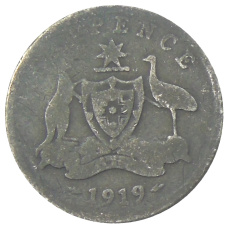 Монета 6 пенсов 1919 года Австралия (аверс)