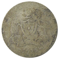 Монета 6 пенсов 1916 года Австралия (аверс)