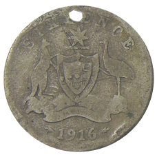 Монета 6 пенсов 1916 года Австралия (аверс)