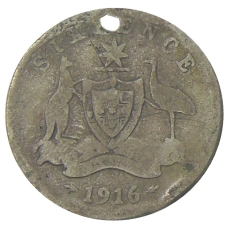Монета 6 пенсов 1916 года Австралия (аверс)