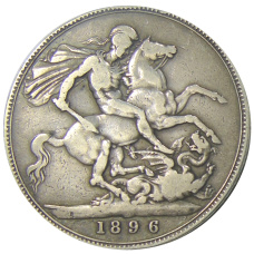 Монета 1 крона 1896 года Великобритания (аверс)