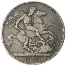 Монета 1 крона 1893 года Великобритания (аверс)