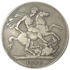 Монета 1 крона 1889 года Великобритания (аверс)