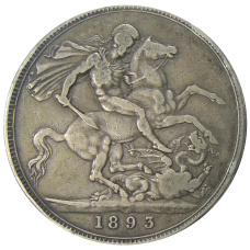 Монета 1 крона 1893 года Великобритания (аверс)