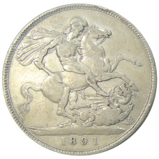 Монета 1 крона 1891 года Великобритания (аверс)