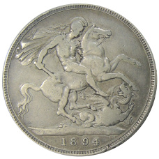 Монета 1 крона 1894 года Великобритания (аверс)