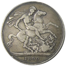 Монета 1 крона 1890 года Великобритания (аверс)