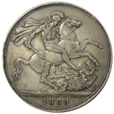 Монета 1 крона 1889 года Великобритания (аверс)