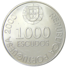 Монета 1000 эскудо 2000 года Португалия — 500 лет со дня рождения Жуана де Каштру (реверс)