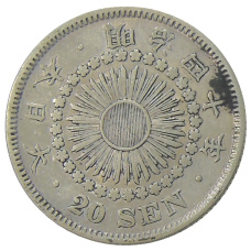 Монета 20 сен 1907 года Япония (аверс)