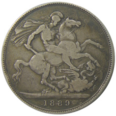 Монета 1 крона 1889 года Великобритания (аверс)