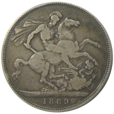 Монета 1 крона 1889 года Великобритания (аверс)