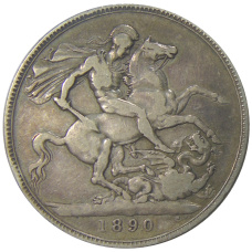 Монета 1 крона 1890 года Великобритания (аверс)