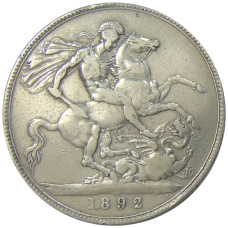 Монета 1 крона 1892 года Великобритания (аверс)