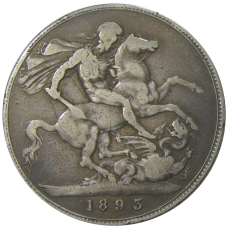 Монета 1 крона 1893 года Великобритания (аверс)