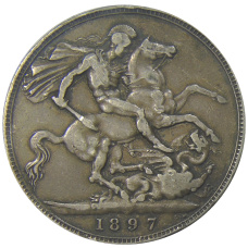 Монета 1 крона 1897 года Великобритания (аверс)