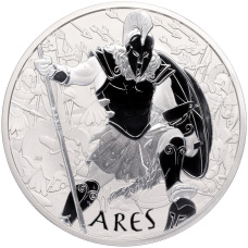 Монета 5 долларов 2023 года Тувалу «Боги Олимпа — Арес» (аверс)