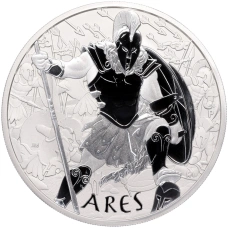 Монета 5 долларов 2023 года Тувалу «Боги Олимпа — Арес» (аверс)