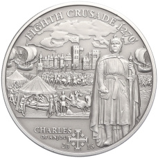 Монета 5 долларов 2016 года Острова Кука «История крестовых походов — Восьмой крестовый поход» (аверс)