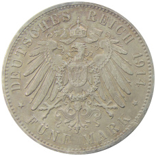 Монета 5 марок 1914 года E Германия (Саксония) (реверс)