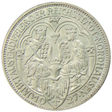 Монета 3 рейхсмарки 1927 года A Германия — 1000 лет Нордхаузену (аверс)