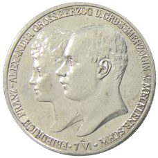 Монета 2 марки 1904 года A Германия (Мекленбург-Шверин) — Свадьба Герцога Фридриха Франца IV (аверс)
