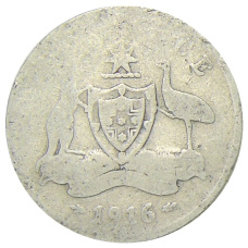 Монета 6 пенсов 1916 года Австралия (аверс)