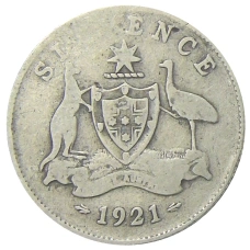 Монета 6 пенсов 1921 года Австралия (аверс)