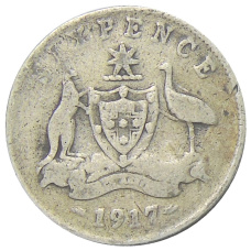 Монета 6 пенсов 1917 года Австралия (аверс)