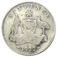 Монета 6 пенсов 1922 года Австралия (аверс)