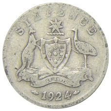 Монета 6 пенсов 1924 года Австралия (аверс)