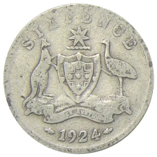 Монета 6 пенсов 1924 года Австралия (аверс)
