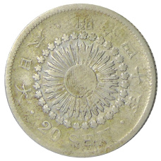 Монета 20 сен 1907 года Япония (аверс)