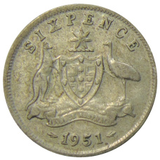 Монета 6 пенсов 1951 года Австралия (аверс)