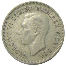 Монета 6 пенсов 1951 года Австралия (реверс)