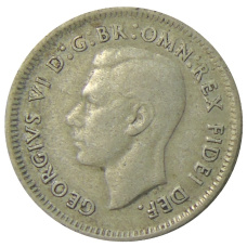 Монета 6 пенсов 1951 года Австралия (реверс)