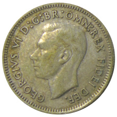 Монета 6 пенсов 1951 года Австралия (реверс)