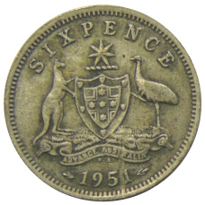 Монета 6 пенсов 1951 года Австралия (аверс)