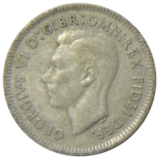 Монета 6 пенсов 1951 года Австралия (реверс)